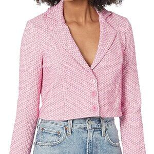 Show Me Your Mumu Pink Floral Cropped Blazer Jacket m